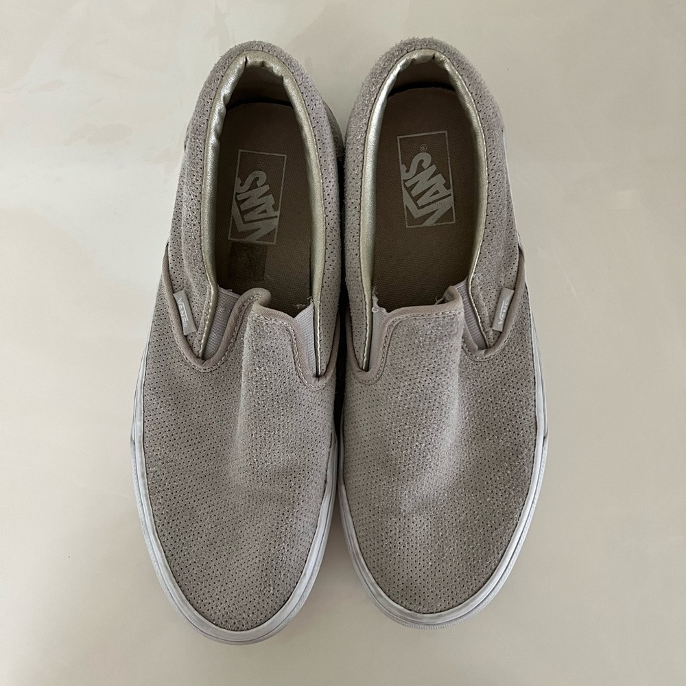 Gray slip on vans